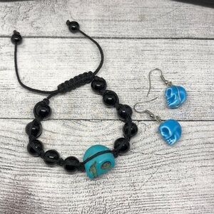 Curated bundle blue skull jewelry set whimsy dark romantic Halloween/